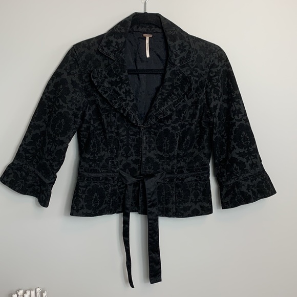 Free People Jackets & Blazers - Free People Blazer Cropped Brocade Corduroy Black Size 6